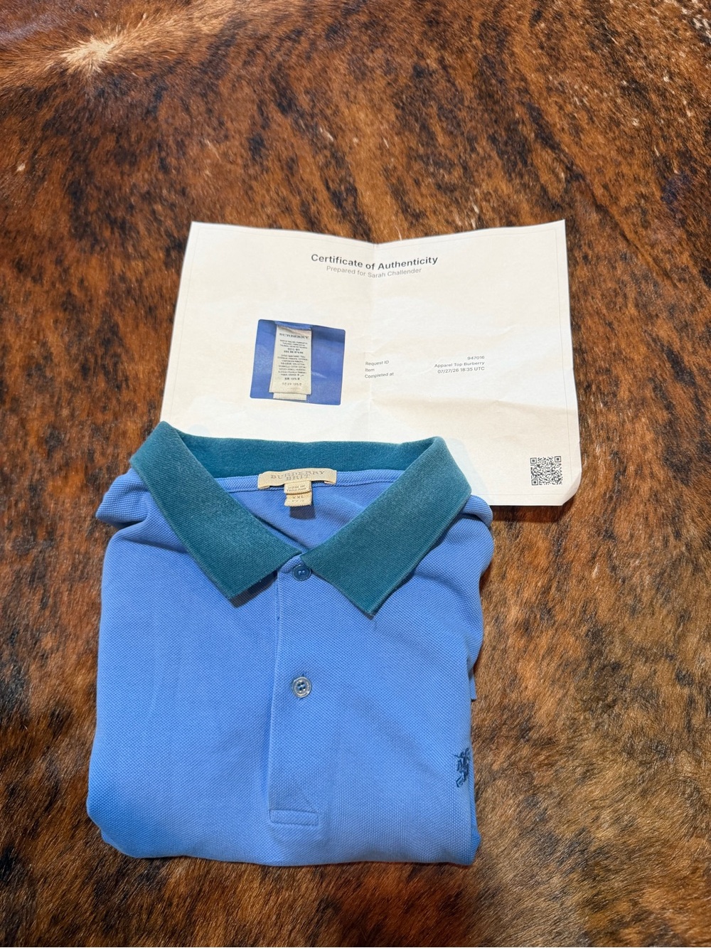 Men Burberry Polo Shirt Casual Pullover Gravenhurst Bright Hydrangea Size XXL - Picture 11 of 12